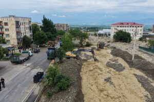 თელავში სტიქიის შედეგების სალიკვიდაციო სამუშაოები მიმდინარეობს