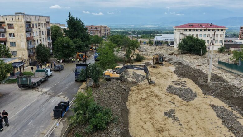 თელავში სტიქიის შედეგების სალიკვიდაციო სამუშაოები მიმდინარეობს